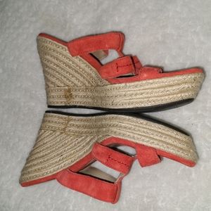UGG Size 10 Red Suede Wedge Mule Sandals 👡